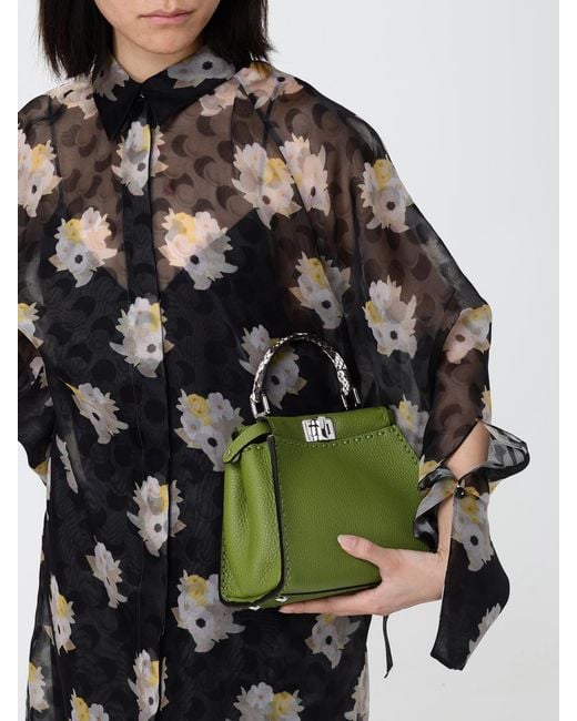 Fendi Green Peekaboo Roman Leather Bag