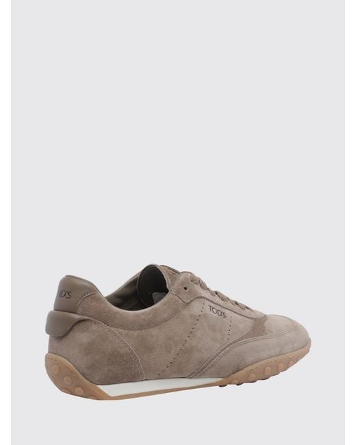 Tod's Brown Suede Calfskin Low-Top Sneakers With Gommini Sole for men