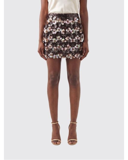 P.A.R.O.S.H. Brown Slim Fit Pencil Mini Skirt P.A.R.O.S.H. With Sequins And Elastic Waistband