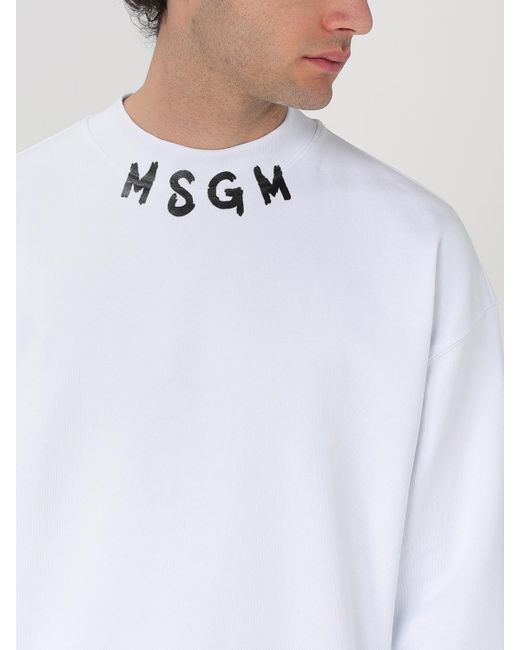Felpa A Girocollo di MSGM in White da Uomo