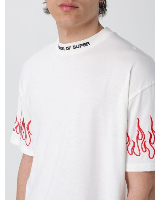 T-shirt Flames in cotone di Vision Of Super in White da Uomo