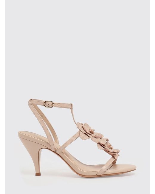 Twinset Natural Leather Sandals With Flowers