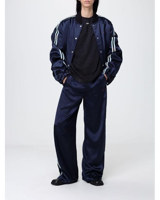 Off-White c/o Virgil Abloh Blue Satin Bomber Jacket