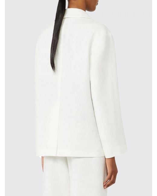 Max Mara White Single-Breasted Linen Blazer