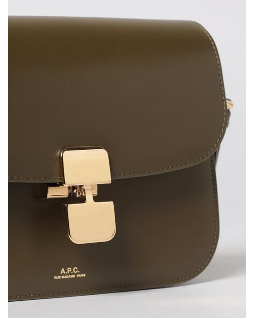 A.P.C. Gray Grace Small Leather Bag
