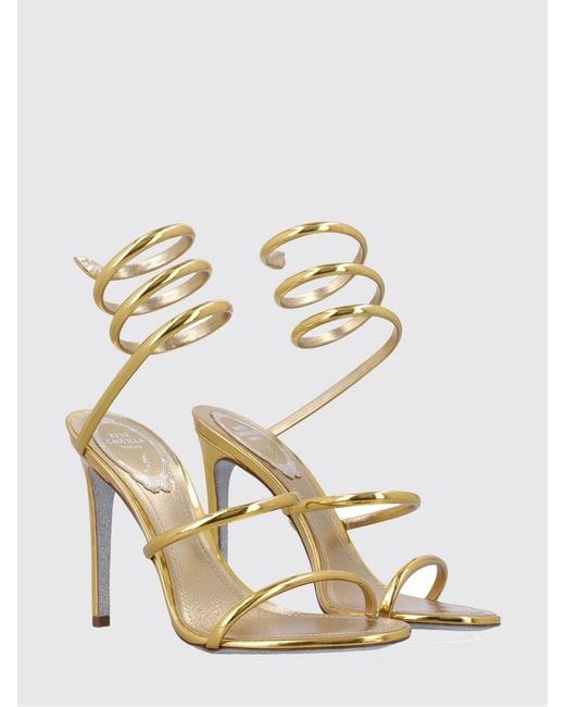 Rene Caovilla Metallic Cleo Laminated Leather Sandals