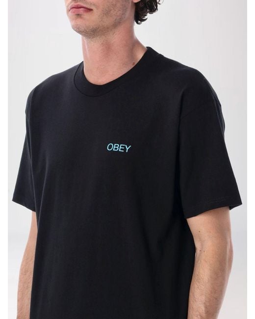 Obey Black Printed Cotton T-Shirt for men