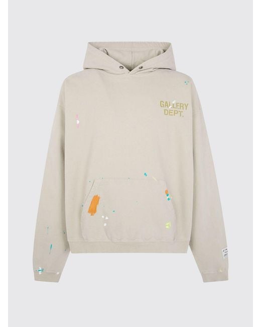 GALLERY DEPT. Gray Relaxed Fit Cotton Logo Print Hooded Sweatshirt for men