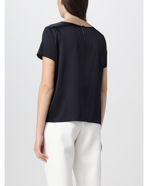 Emporio Armani Blue Blouse In Silk Satin