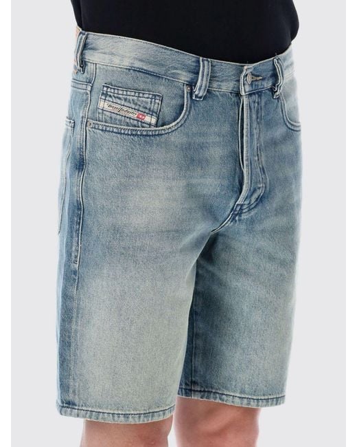 DIESEL Blue Cotton Denim Shorts for men