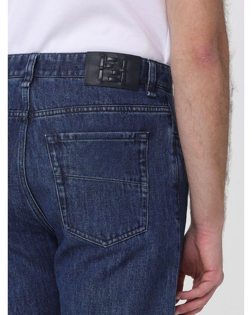 Fendi Blue Straight Denim Jeans for men
