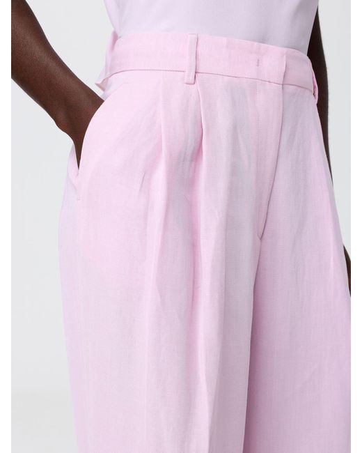 Fabiana Filippi Pink Linen Blend Wide Leg Trousers