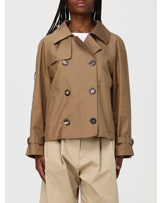 Max Mara Natural Tesoro Double Breasted Cotton Blend Trench Coat