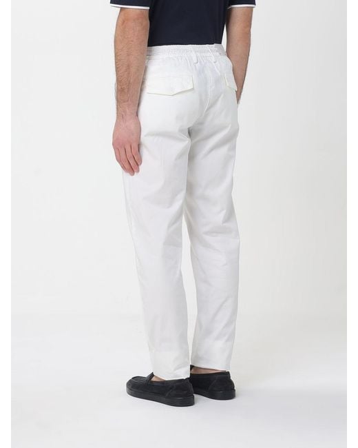 Eleventy White Stretch Cotton Trousers for men