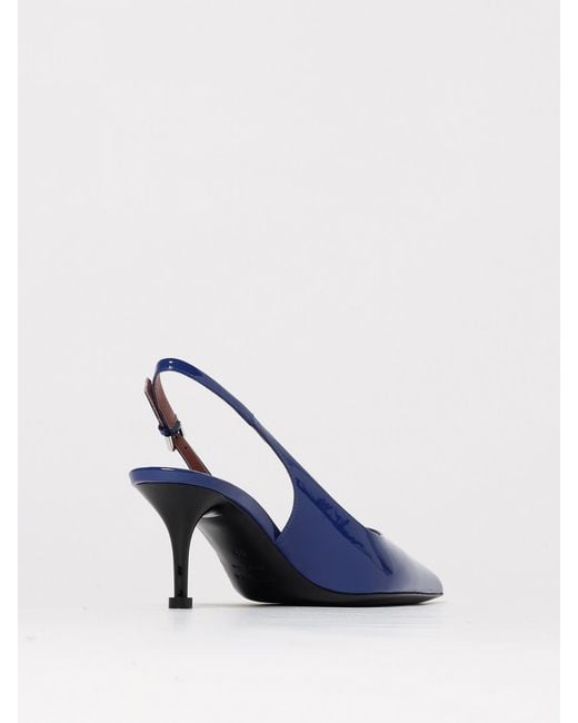 Premiata Blue Patent Leather Slingback Pumps