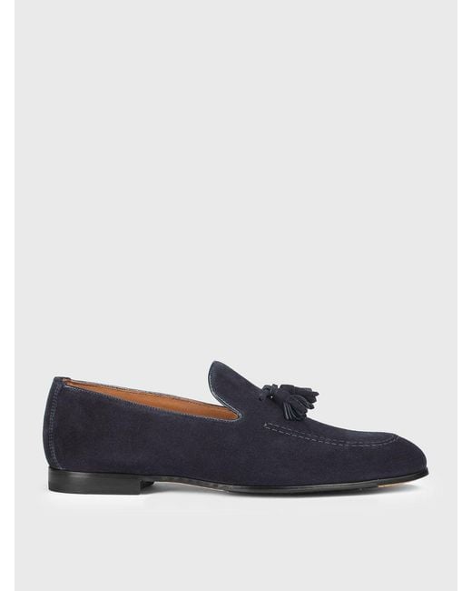 Doucal's Blue Suede Loafers With Tassels for men