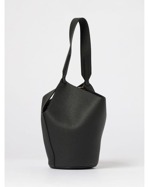 Khaite Black Mini Lotus Leather Bag