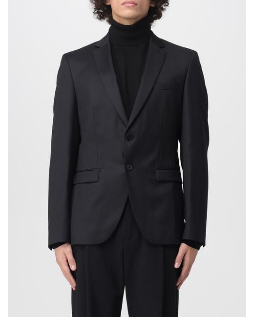 HUGO Blue Single-Breasted Crêpe Blazer for men
