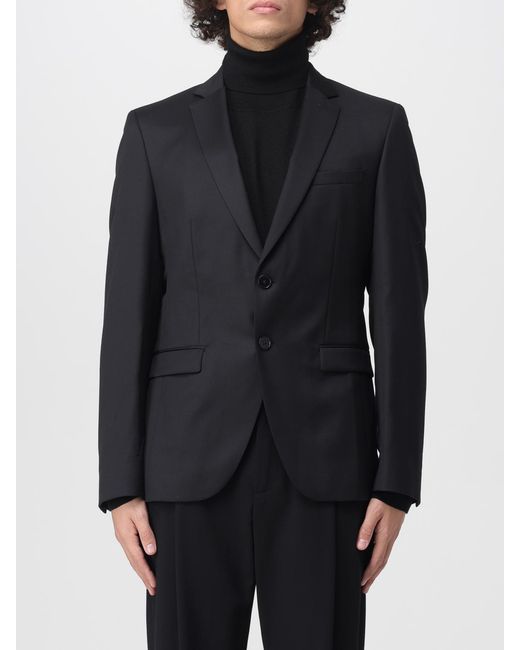 HUGO Blue Single-Breasted Crêpe Blazer for men