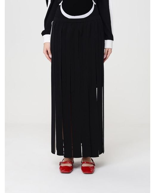 Moschino Couture Black Wool Midi Skirt
