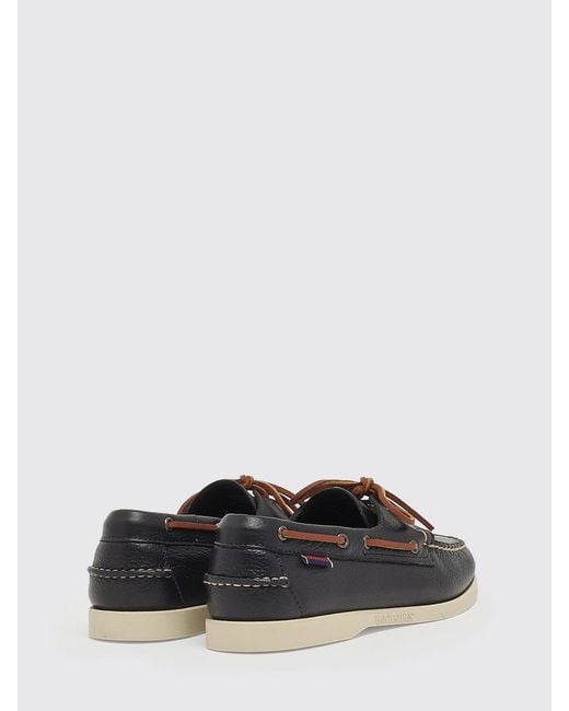 Sebago White Portland Hammered Leather Boat Loafers for men