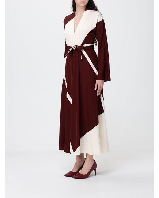Alberta Ferretti Red Viscose Midi Dress
