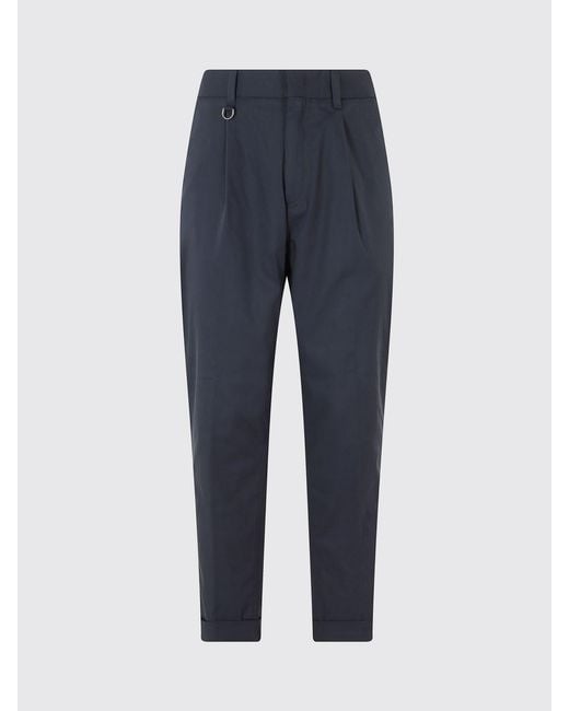 Paolo Pecora Blue Slim Fit Cotton Chino Pants With Slant Pockets for men