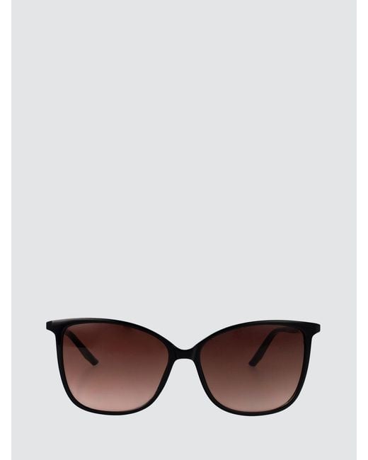 Calvin Klein Black Cat-Eye Acetate Sunglasses With Amber Lenses