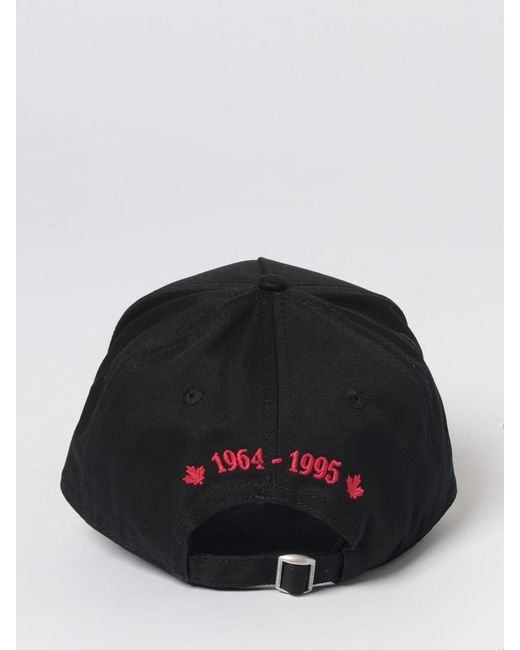 DSquared² Black Cotton Baseball Cap With Logo for men