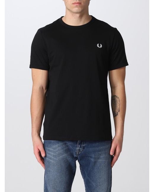 T-Shirt Basic Con Mini Logo di Fred Perry in Black da Uomo