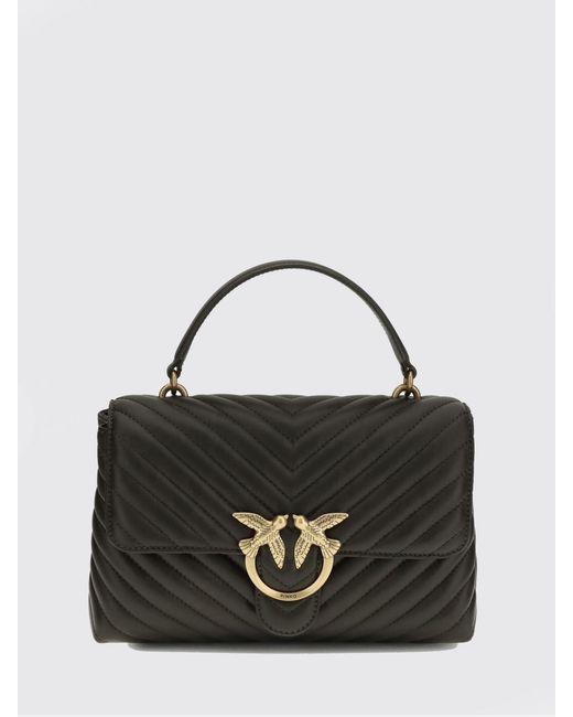 Pinko Black Medium Love Bag Puff Quilted Chevron Nappa