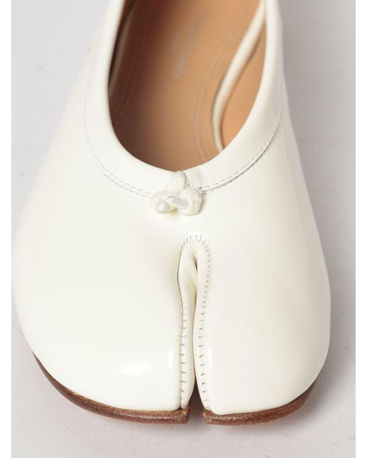 Maison Margiela Natural Tabi Calfskin Leather Ballet Flats With Split Toe