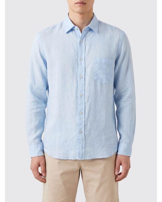Camicia Casual Basic di 120% Lino in Blue da Uomo