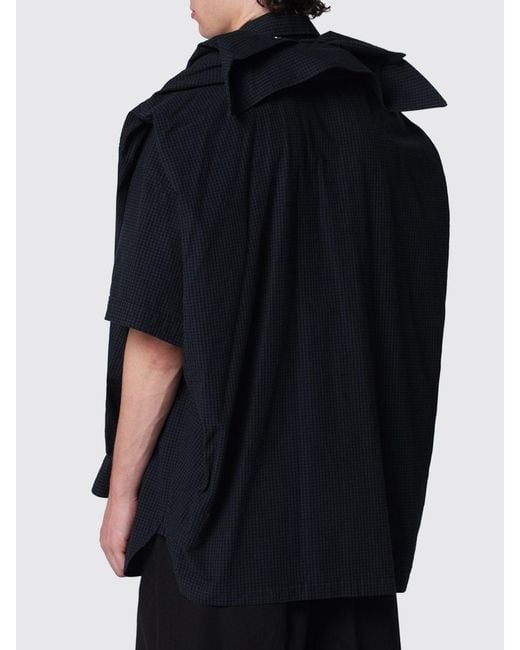 Maison Mihara Yasuhiro Black Short-Sleeved Cotton And Linen-Blend Shirt for men