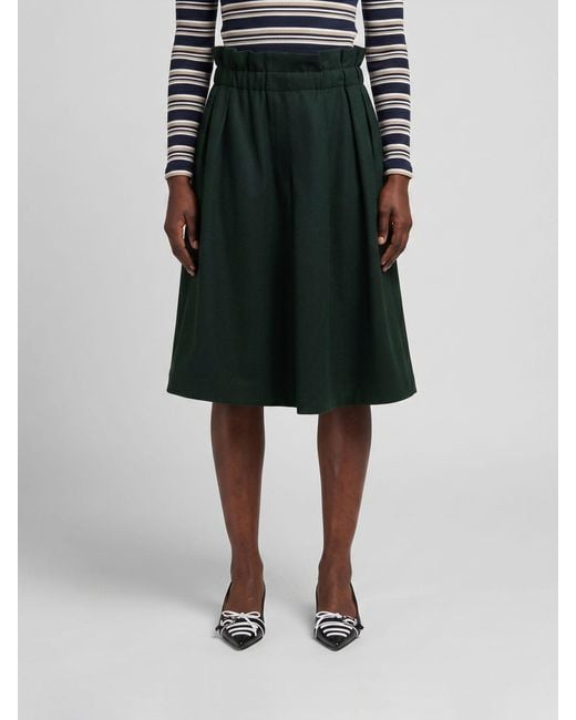 Marni Black A-Line Polyester Midi Skirt With Rear Zip Closure