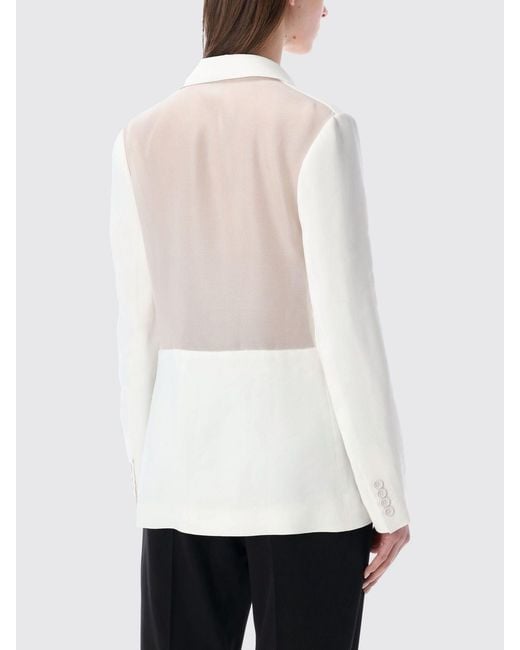 Ralph Lauren White Double-Breasted Silk Blazer