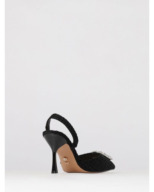 Twentyfourhaitch Black Tortuga Tweed Slingbacks With Jewel Buckle