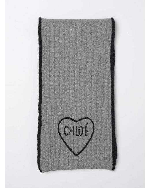 ChloÉ Bufanda Encoeur De Lana Virgen Acanalada Chloé de color Gray