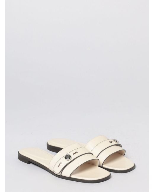 Tory Burch White Romy Leather Slippers