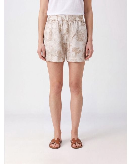 Mc2 Saint Barth Pink Ramie Shorts With An Elasticated Waist And Slash Pockets