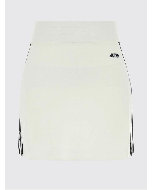 Autry White Viscose Blend Pencil Skirt With Logo