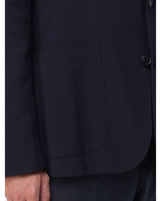 Paul Smith Blue Single-Breasted Wool Blazer With Patch Pockets for men