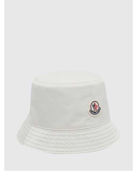 Moncler White Nylon Bucket Hat With Logo