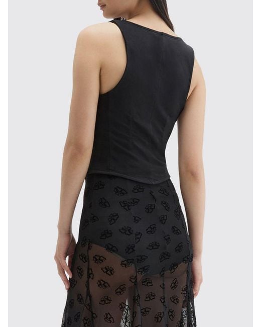 MACCAPANI Black Daisy Floral Cotton Corset Top