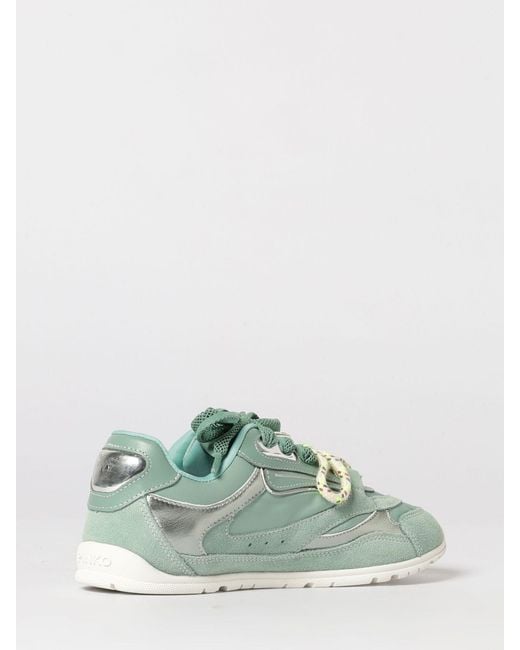 Pinko Green Yulia Leather And Nylon Sneakers