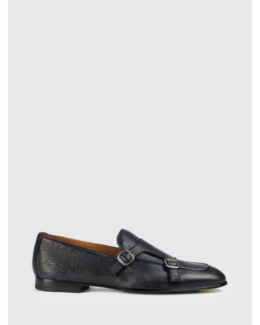 Doucal's Blue Hammered Leather Monk Strap for men