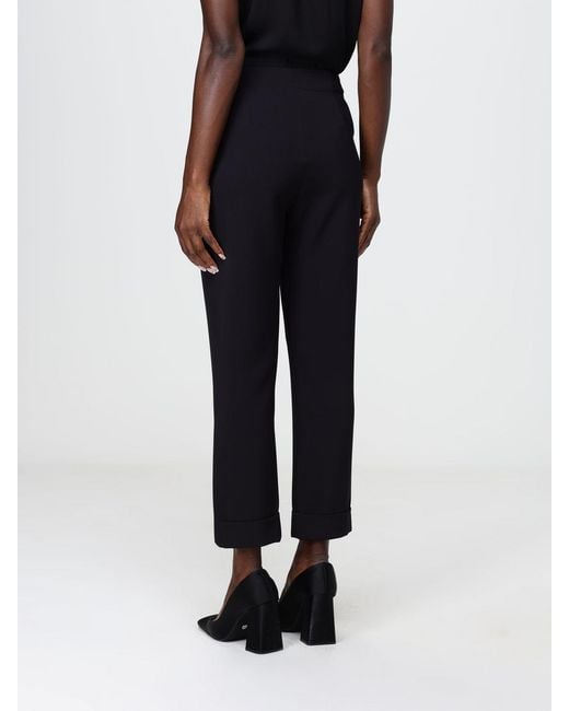 Hanita Black High-Waisted Cropped Crêpe Trousers With Slash Pockets