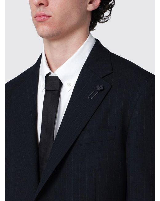Lardini Black Single-Breasted Virgin Wool Pinstripe Dress for men