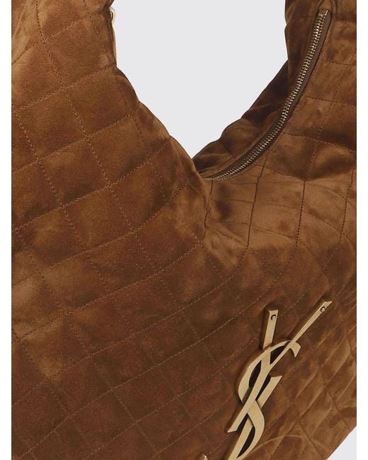 Saint Laurent Brown Icare Quilted Suede Shoulder Bag With Ysl Monogram