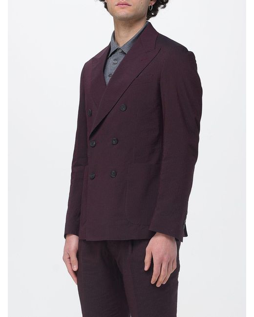 Antonio Marras Purple Pinstriped Cotton Double-Breasted Blazer for men